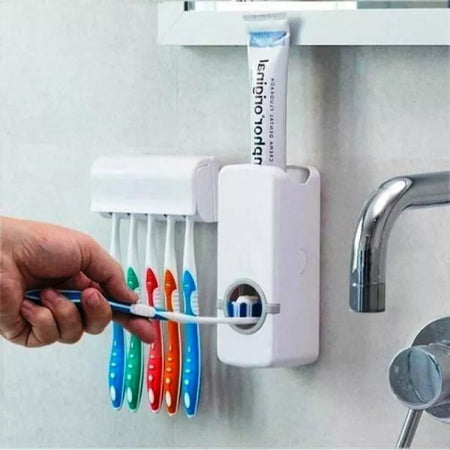 Toothpaste Applicator Dispenser And Brush Holder For Bathroom Use